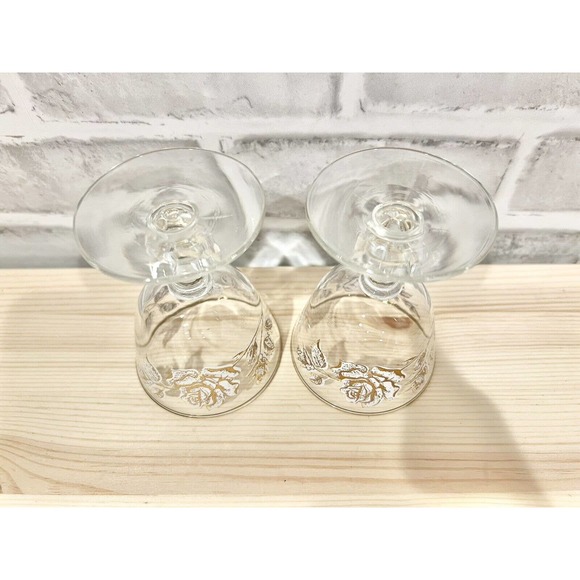 Set Of 2 Libbey Barware Rose Bouquet Champagne Sherbit Glasses 4 3/8” Tall 1960 - Picture 4 of 4